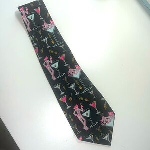 Pink Panther Martini tie .Nicole Miller brand , classic collectable .